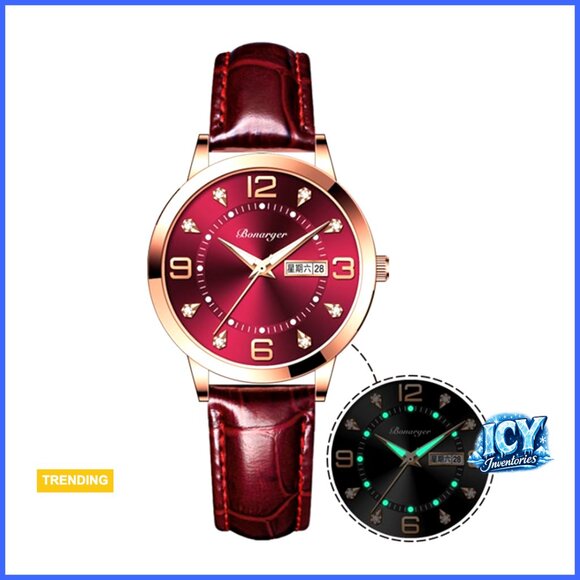 Leather Strap Analog Quartz Date Luminous Dress Watch Waterproof main image 4